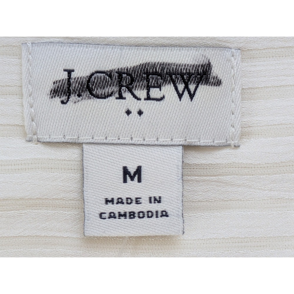J. Crew Shadow Striped Long Sleeve Popover Placket Blouse Size M Ivory NWT CE534 - Picture 4 of 6